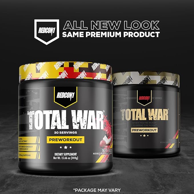 REDCON1 Total War Preworkout - Contains 320mg of Caffeine from Green Tea, Juniper & Beta Alanine - Pre Work Out with Amino Acids to Increase Pump, Energy + Endurance (Sour Gummy Bear, 30 Servings)